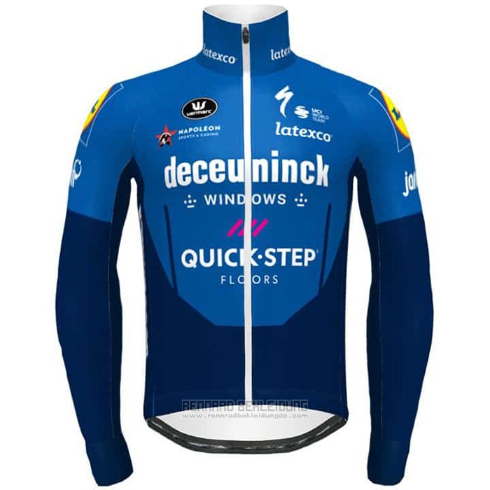 2021 Fahrradbekleidung Deceuninck Quick Step Blau Trikot Langarm und Tragerhose - zum Schließen ins Bild klicken